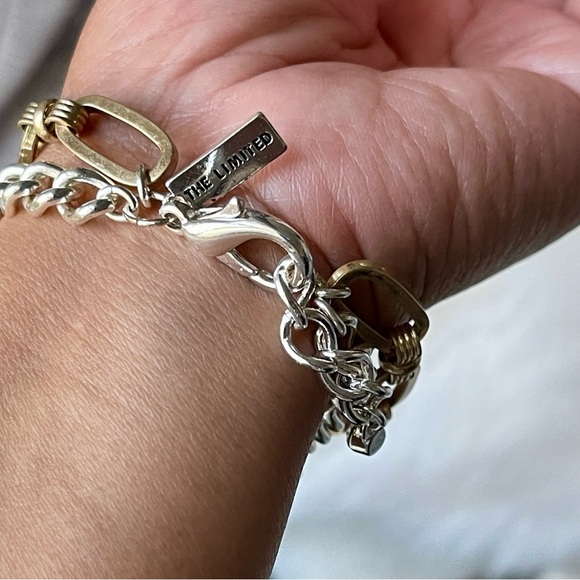The Limited | Two Tone Double-Chained Vintage Inspired Pave Crystals Bracelet - Picture 6 of 13
